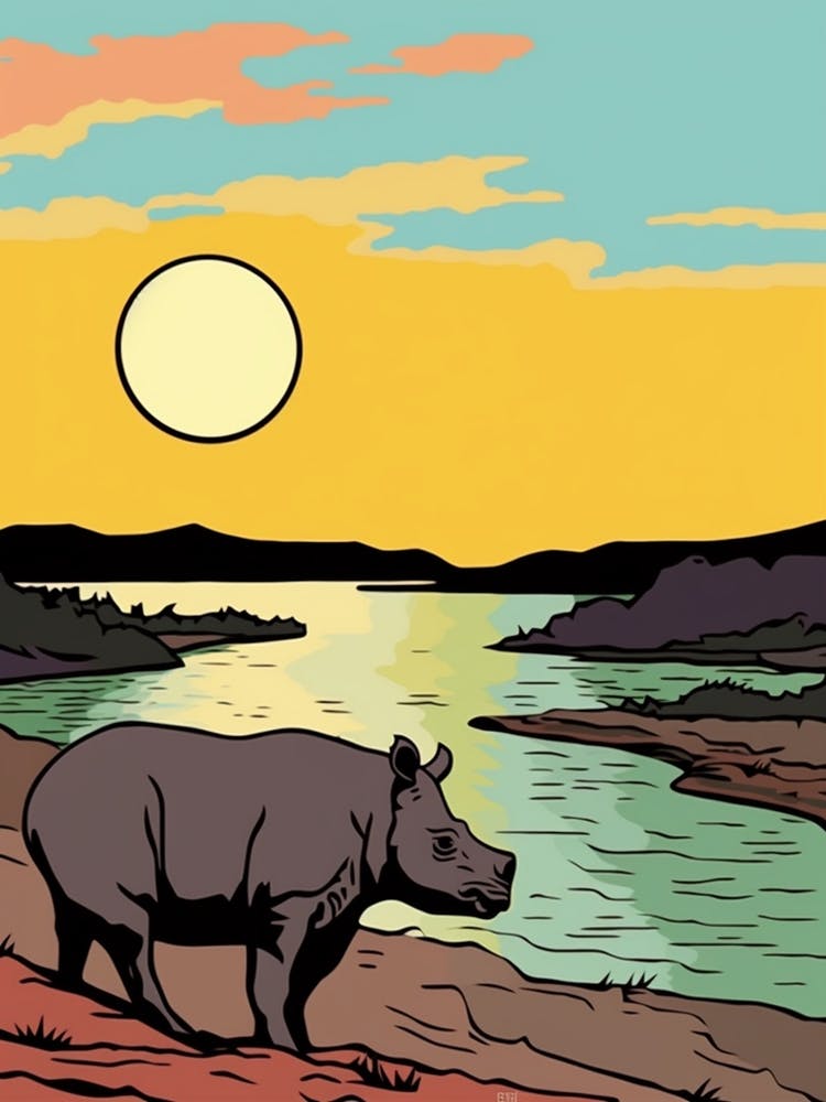 Rhino In The Sunset 1