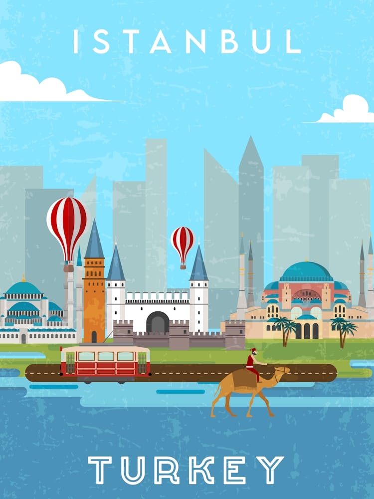 Istanbul, Turkey — Retro travel minimalist poster 3