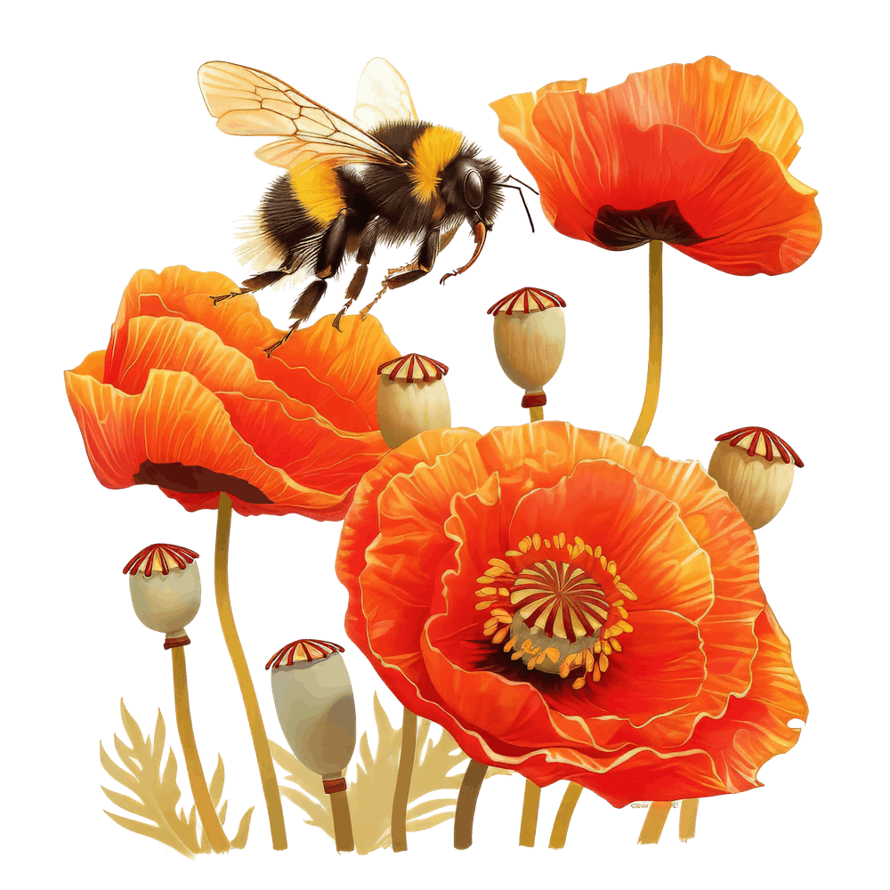 Watercolor Bumblebee on Flower 9