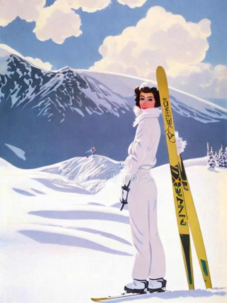 Whakapapa, New Zealand Glamour Ski Skiing Poster