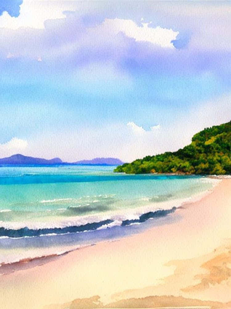 Grand Anse Beach, Grenada Watercolour