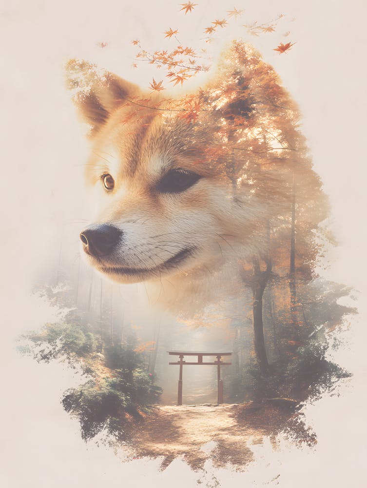 Beeindruckender Shiba Inu Doppelbelichtung 2