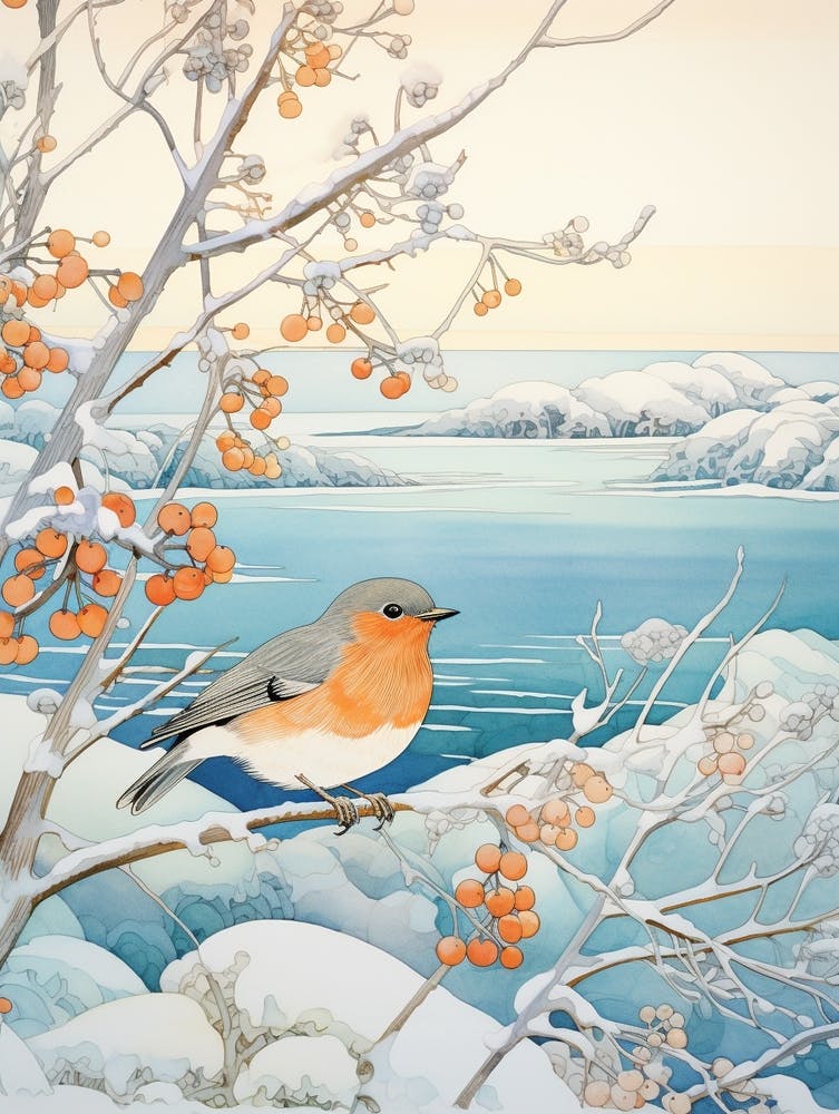 Winter Bird Painting Bluebird 3