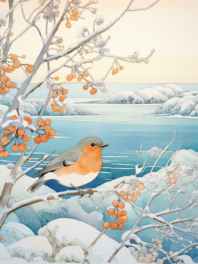 Winter Bird Painting Bluebird 3