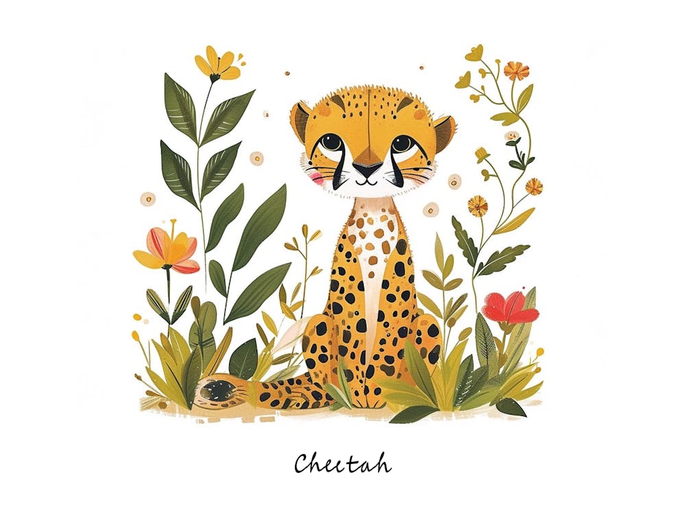 Little Floral Cheetah 2 Poster