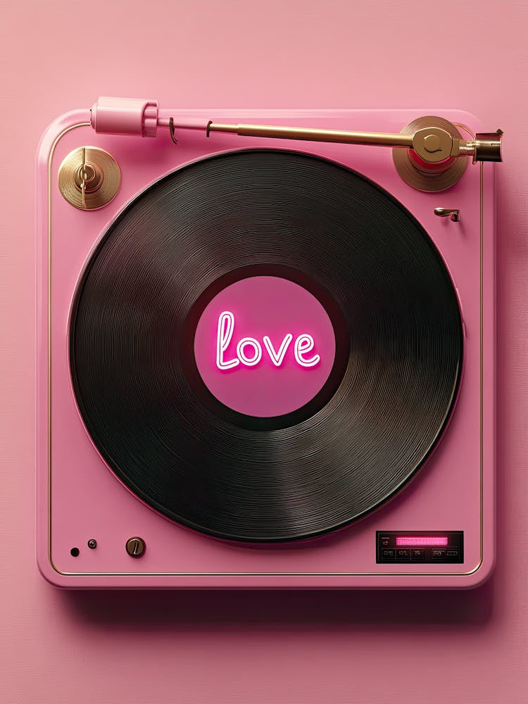 Neon Love Tunes Vinyl Poster