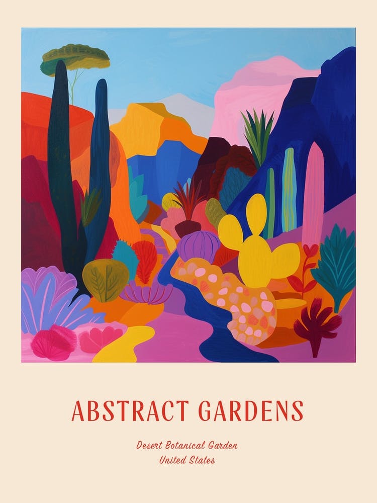 Colourful Gardens Desert Botanical Garden Usa 1 Red Poster