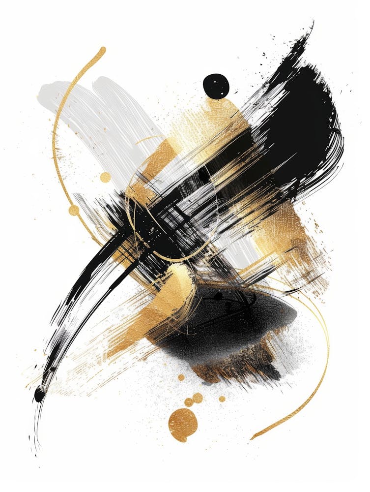 Abstraktes Schwarz-Gold-Gemälde 46