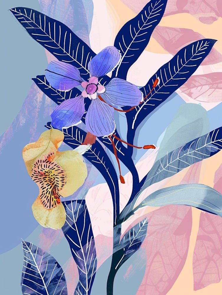 Colourful Flower Illustration Periwinkle 3