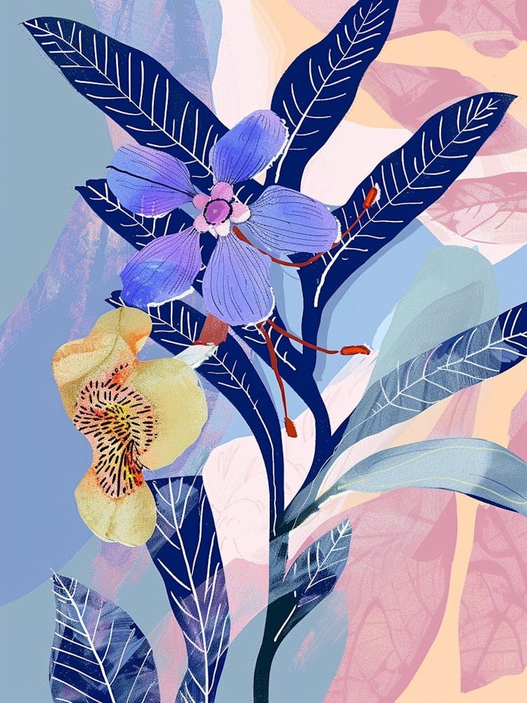 Colourful Flower Illustration Periwinkle 3