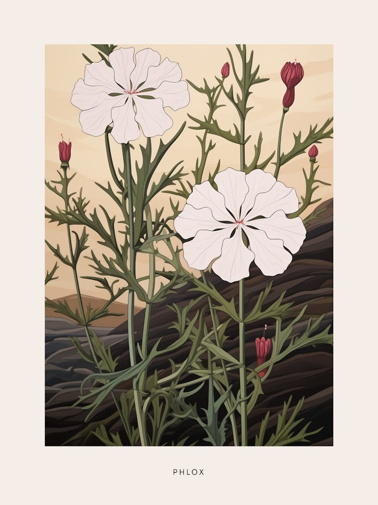 Flower Illustration Phlox 1 Poster