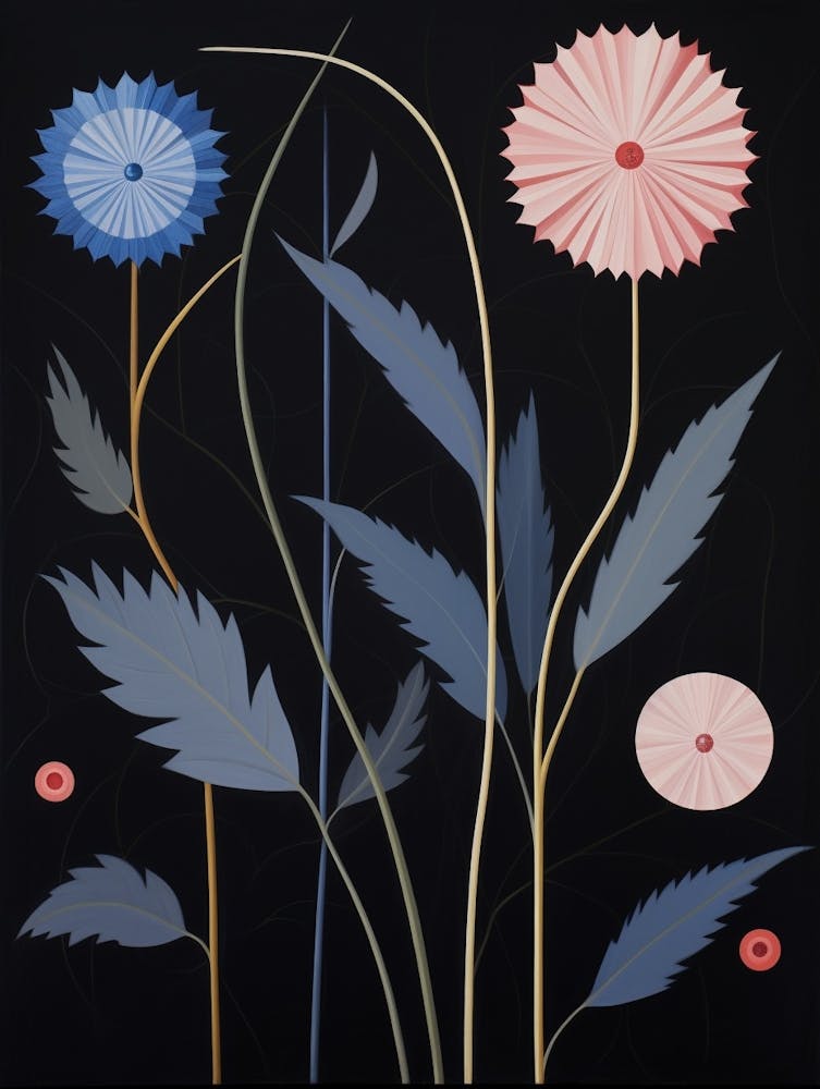 Cornflower 1 Hilma Af Klint Inspired Flower Illustration