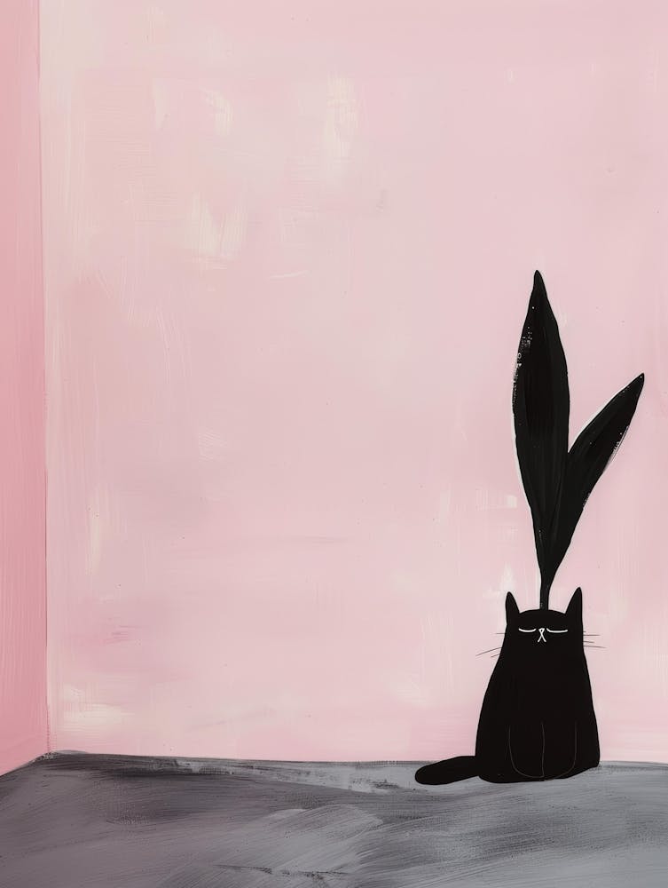 Black Cat With Feathers