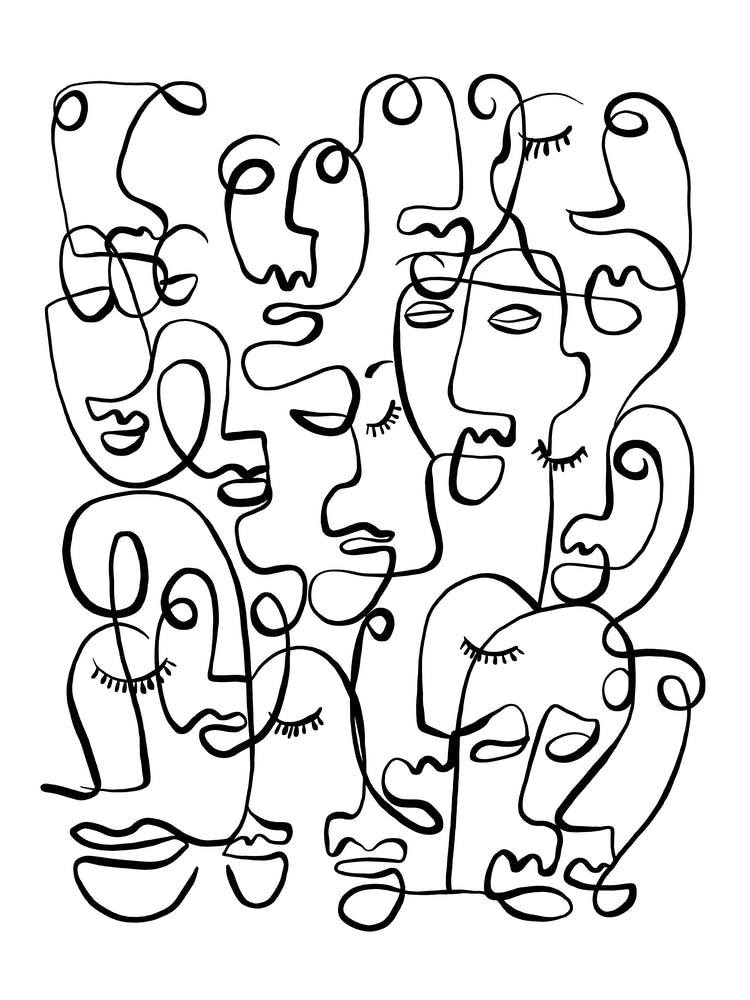 People Faces Line Drawing