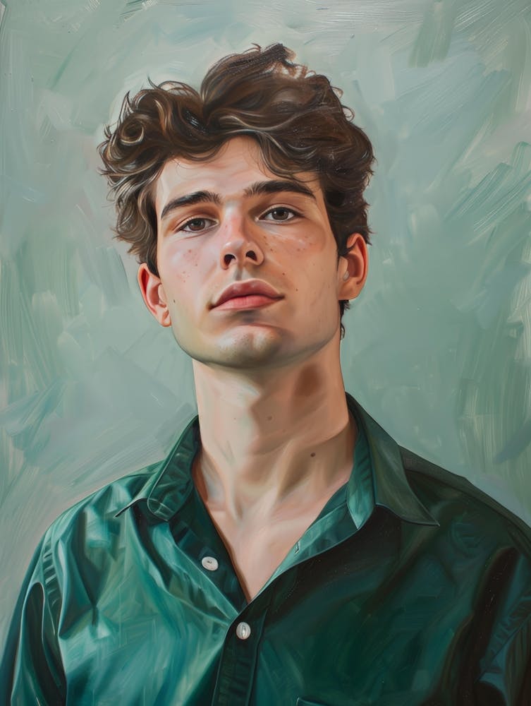 Young Man In Green Shirt