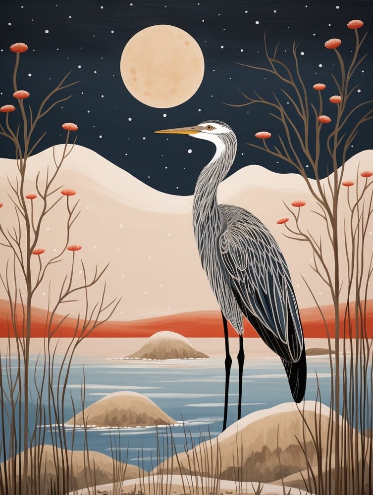 Bird Illustration Great Blue Heron 2