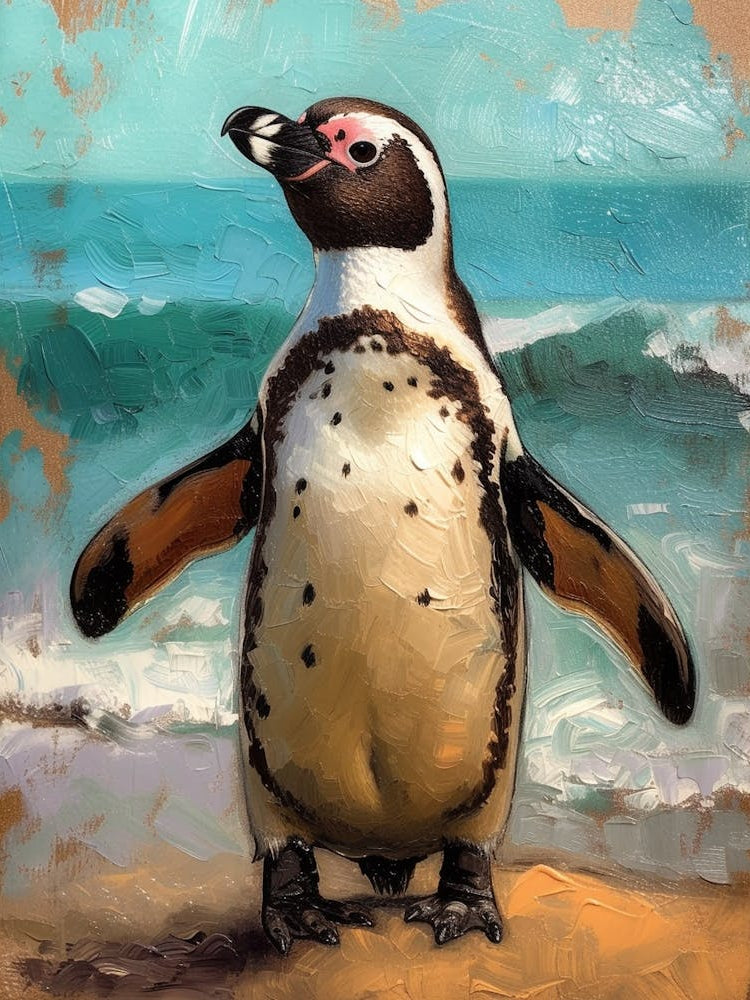 Galapagos Penguin St Andrews Bay Colour Block Painting 3