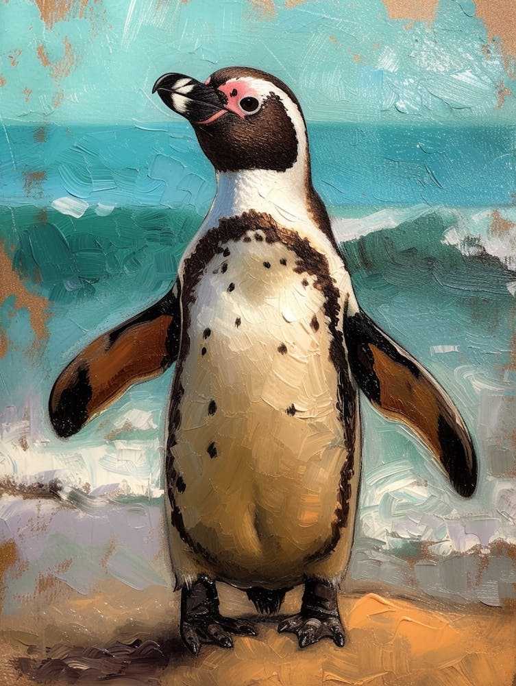 Galapagos Penguin St Andrews Bay Colour Block Painting 3