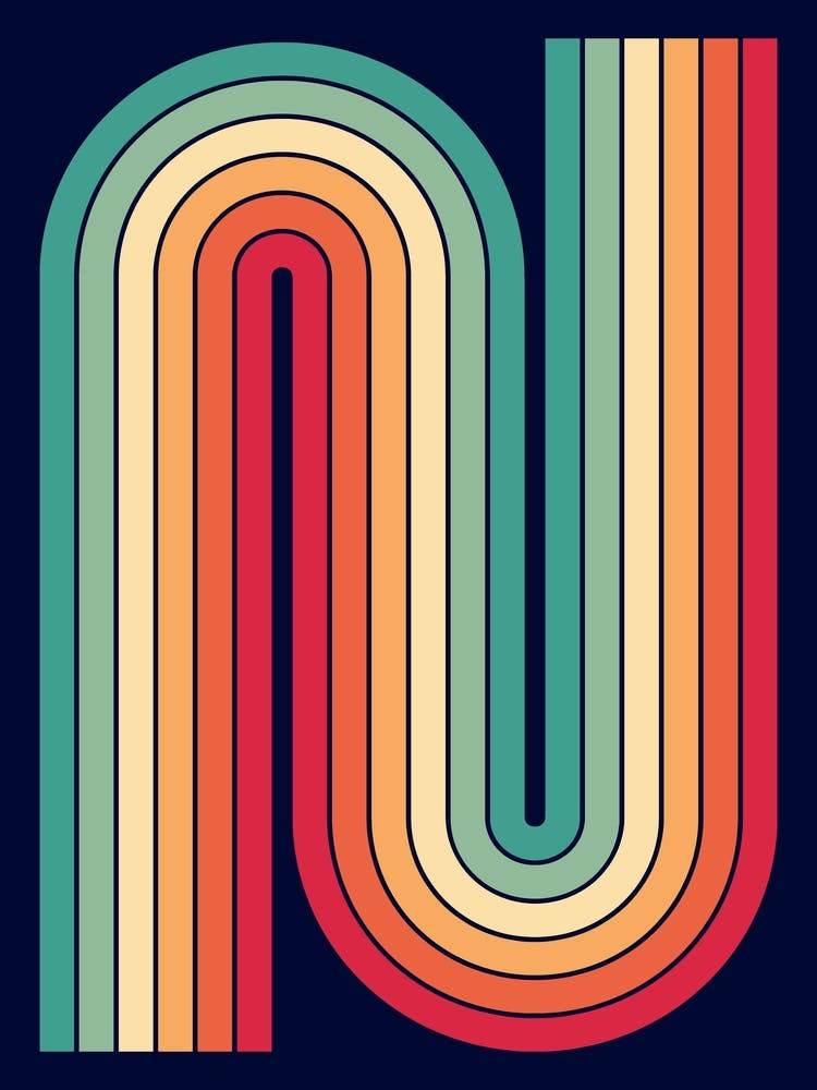 Retro Abstract Double Arch Rainbow