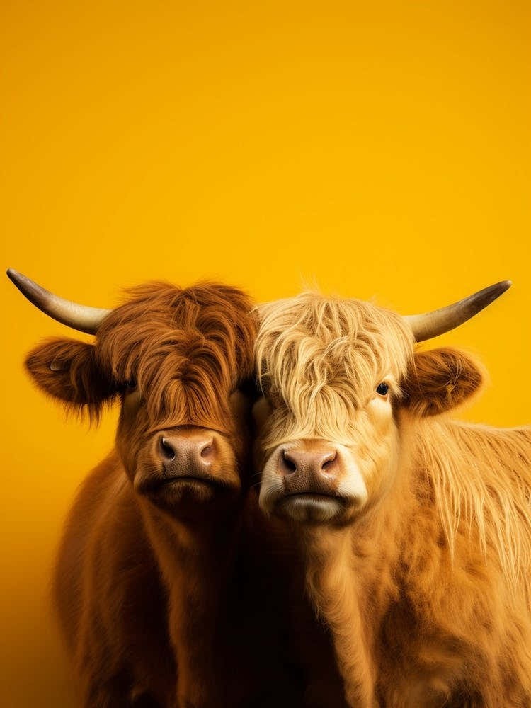Portrat Of Two Highland Cows