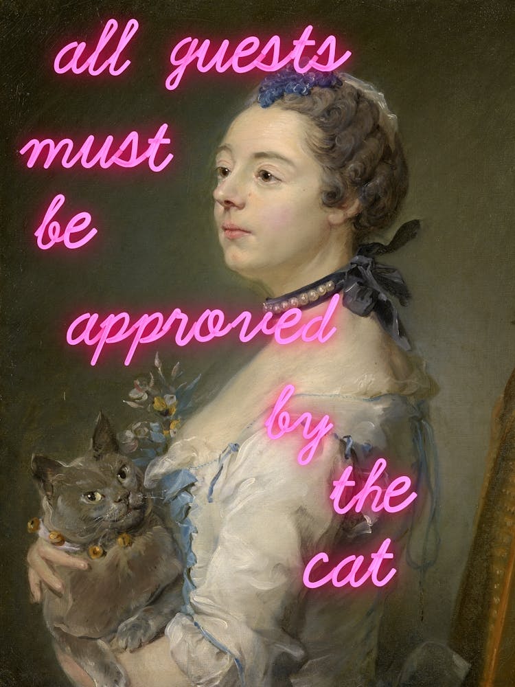 All guests must be approved by the cat, trendy altered vintage wall art