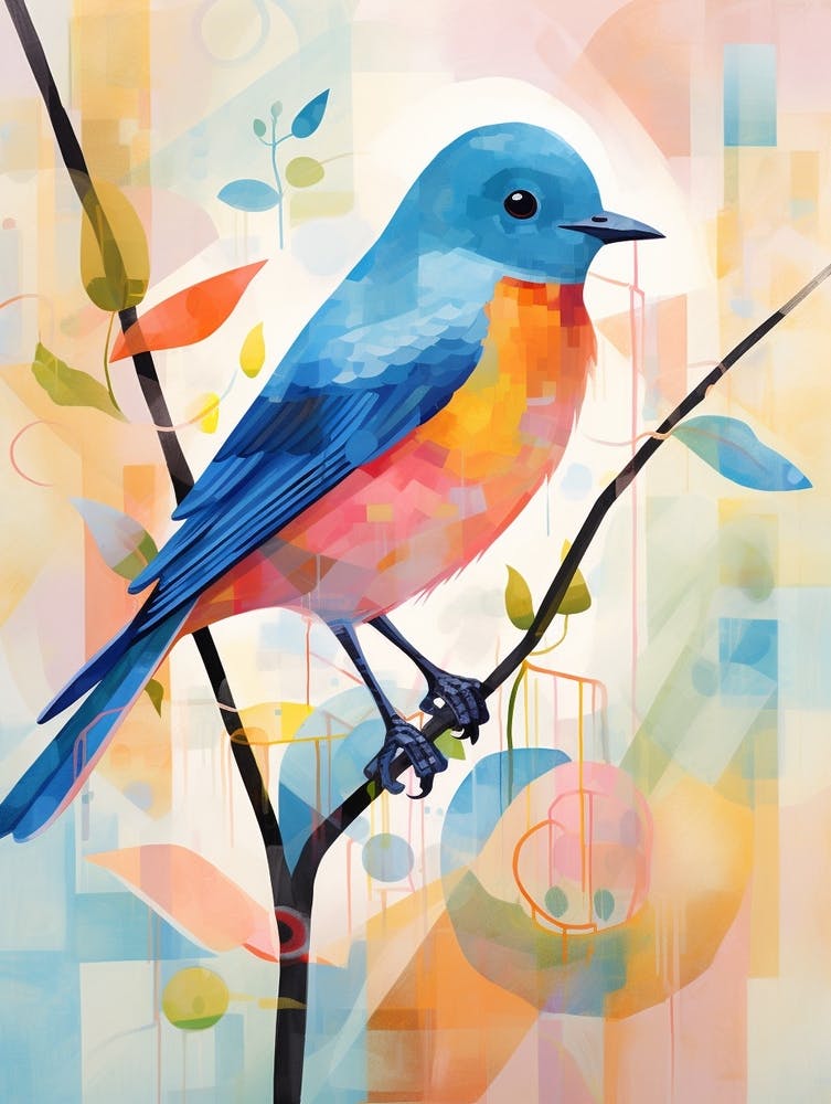 Collage de Peinture d'Oiseau Merlebleu 2