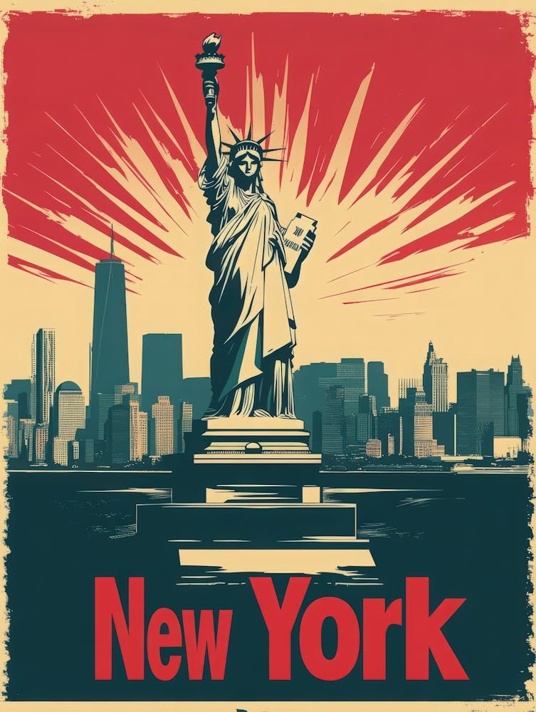 Aihrgdesign A Retro Travel Poster For New York Featuring The 5