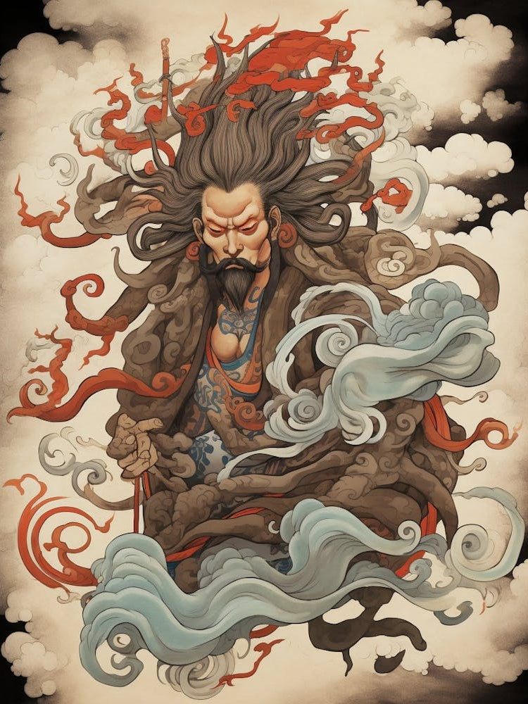 Japanese Fjin Wind God Illustration 8