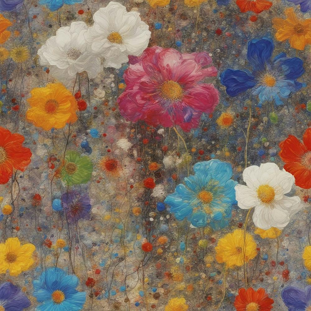 Pretty Flowers In Paint Splatter Colorful Paint