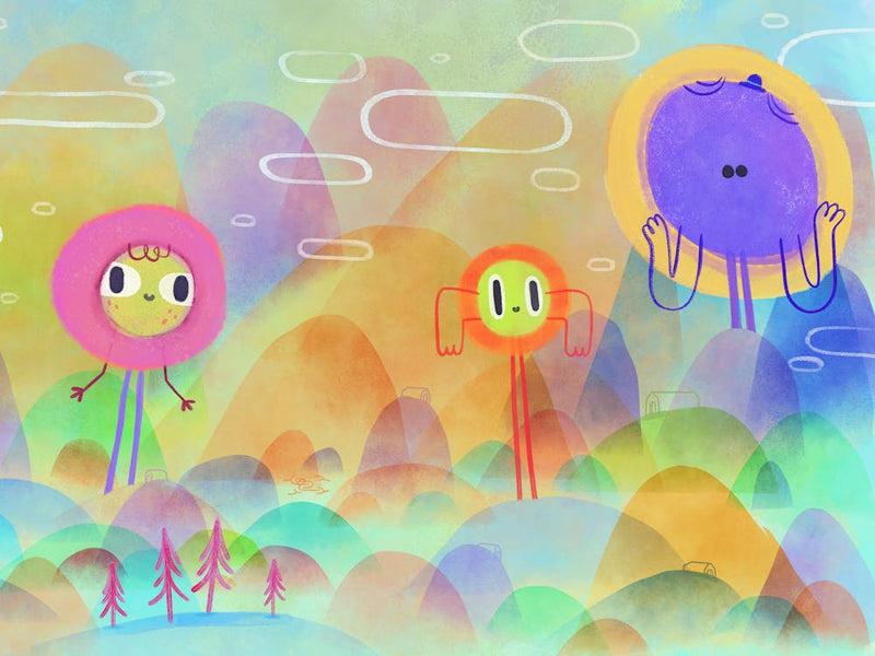 Creatures In Pastel Coloured Landscape
