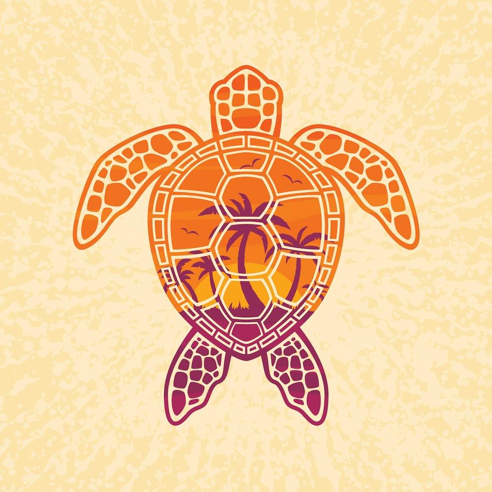 Tropical Sunset Sea Turtle Design