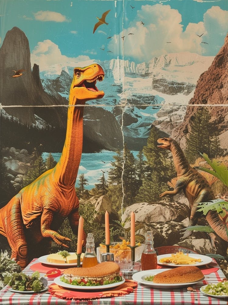 Abstract Dinosaur Jurassic Retro Collage 3