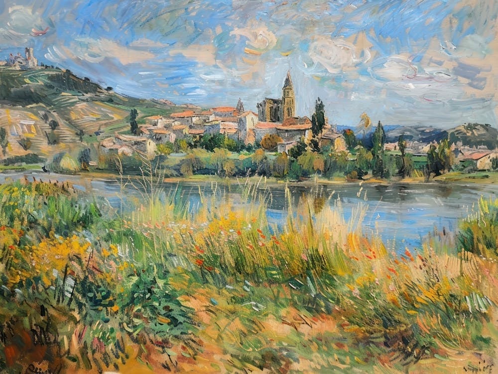 Lakeshore Serenade Painting Inspired By Paul Cezanne