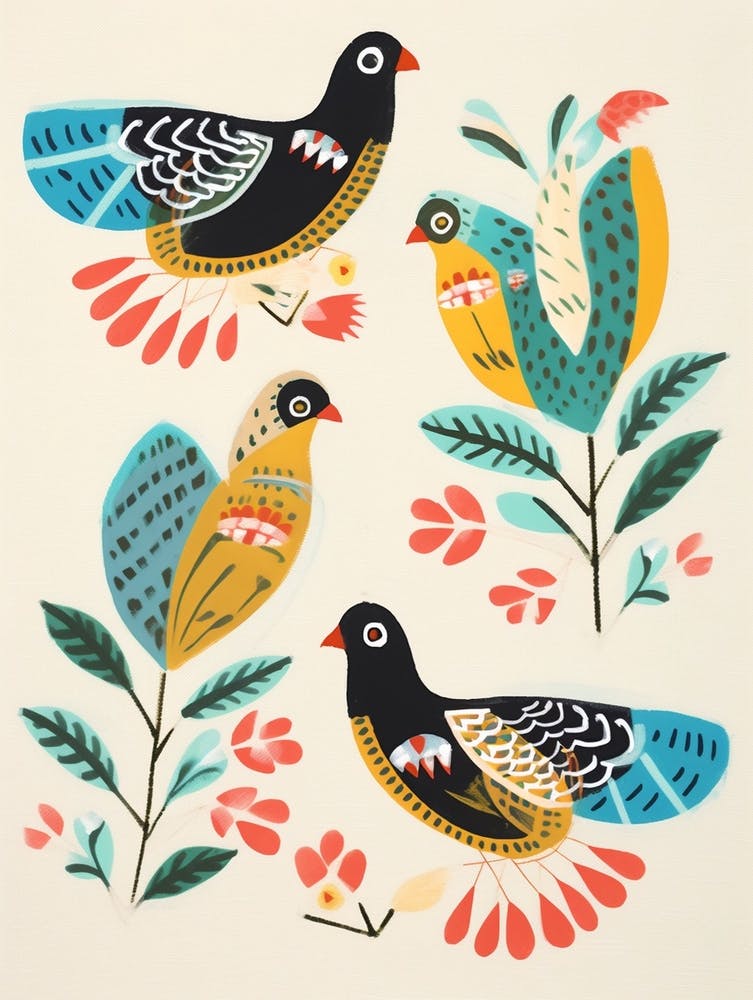 Folk Style Bird Painting Pheasant 3
