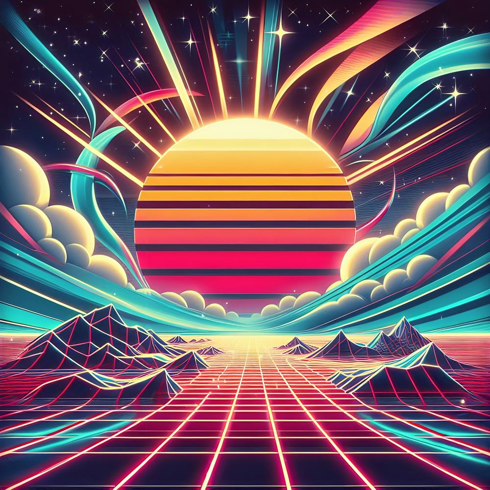 80's retro sunset