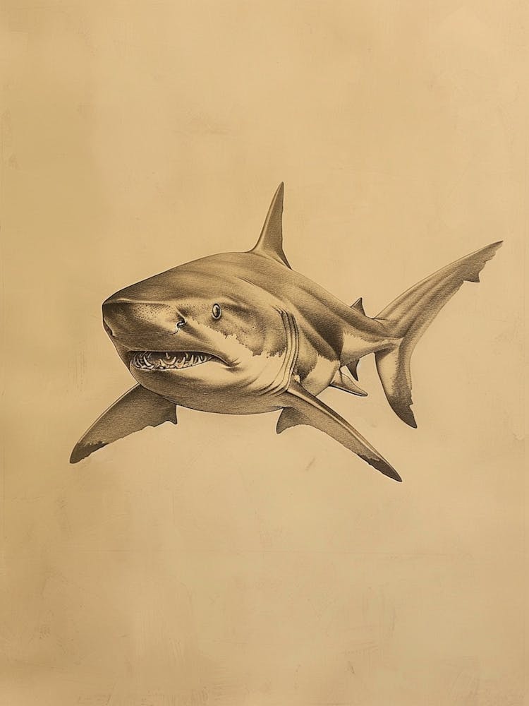 Largetooth Cookiecutter Shark Vintage Illustration 5
