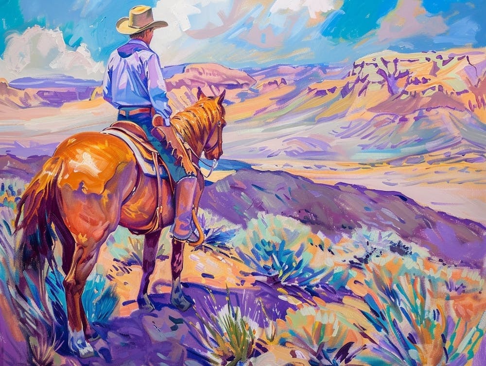Cowboy Painting Red Rock Canyon Nevada 3