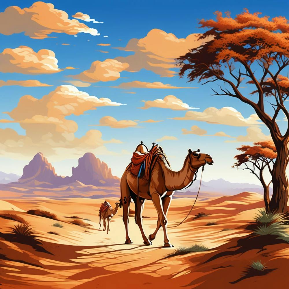 Camels In The Desert