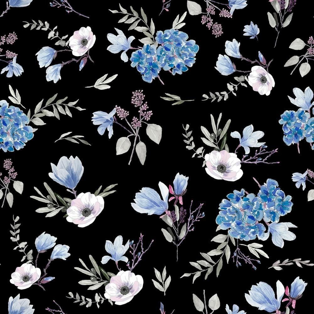 Geranienblüten Schwarz Blau