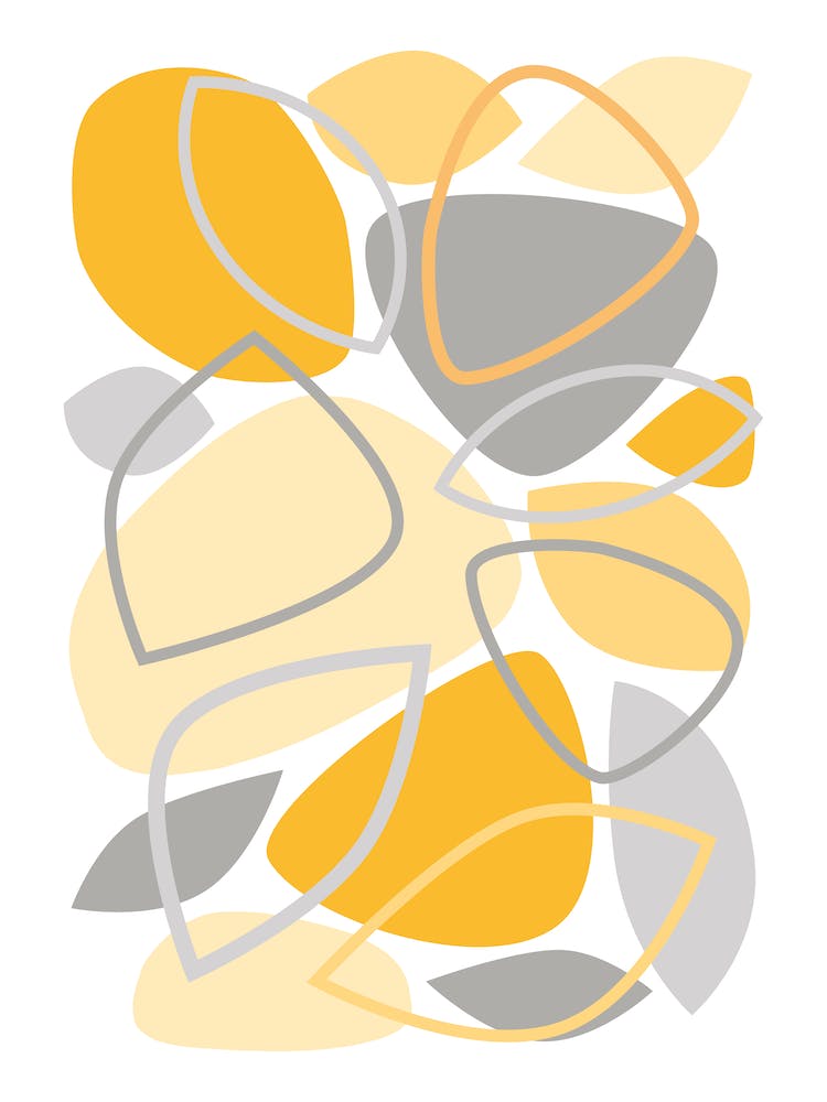 Mid Century Modern Abstract 23 Grey, Yellow