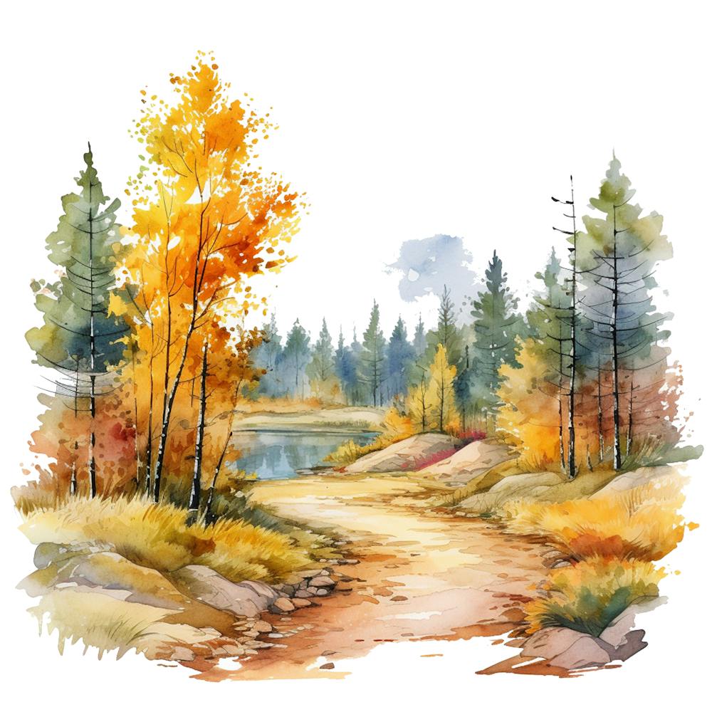 Watercolor Autumn Forest 3