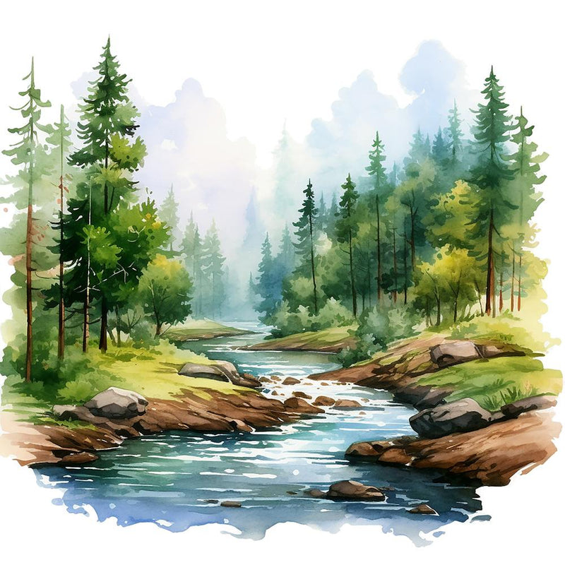 Watercolor Forest Landscape 6