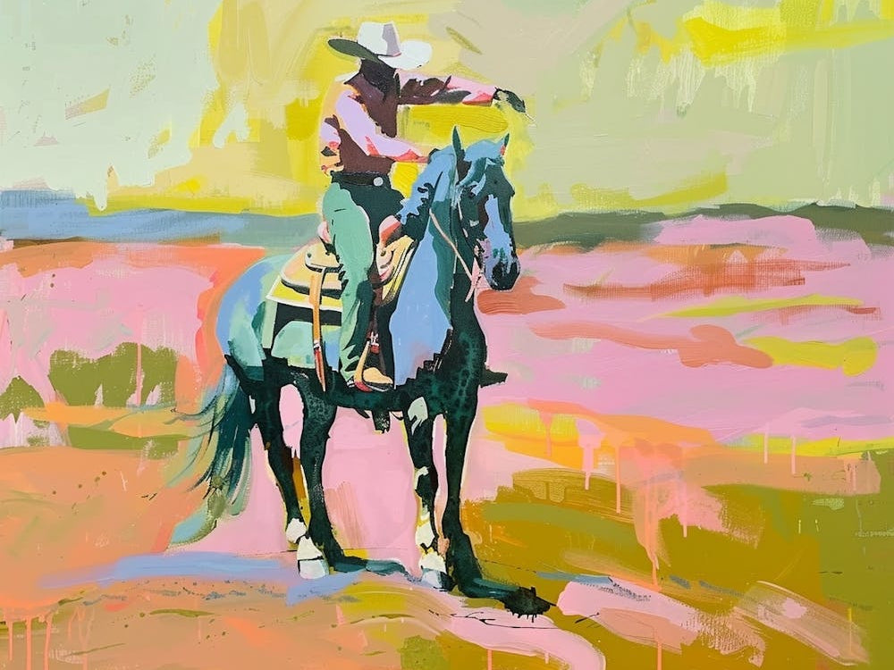 Neon Cowboy In Dodge City Kansas 2 Painting