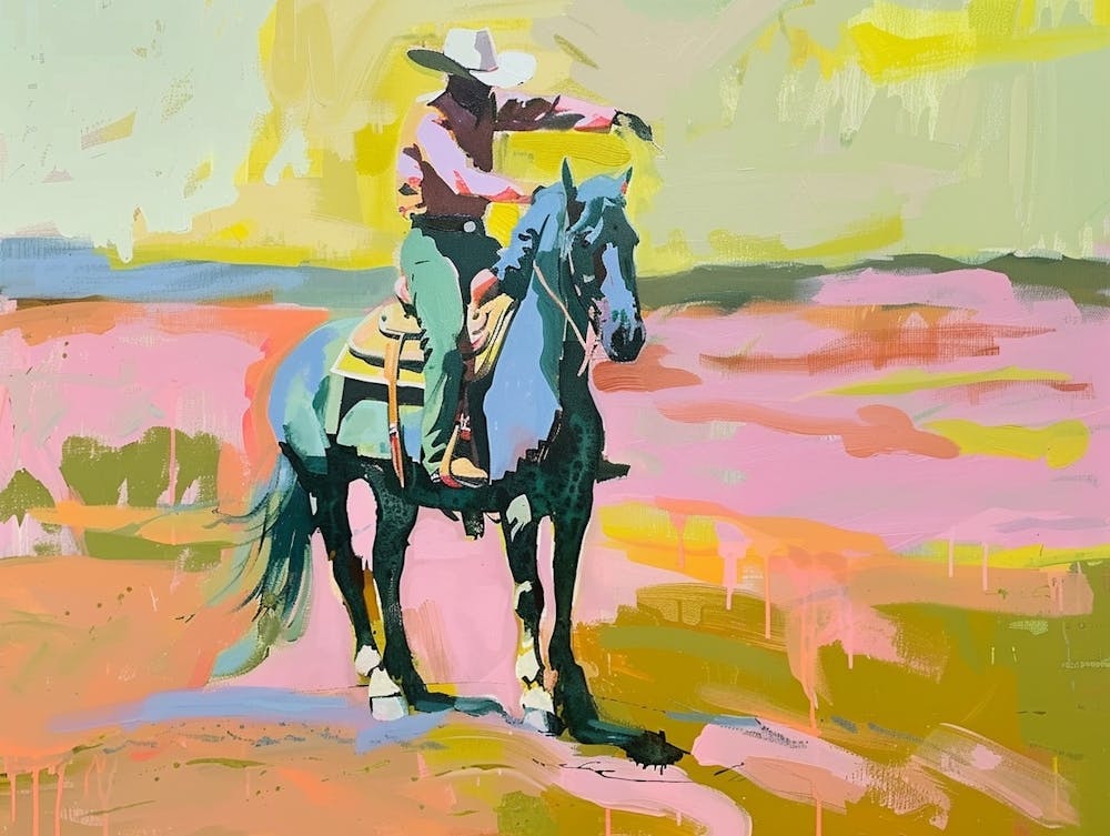 Neon Cowboy In Dodge City Kansas 2 Painting