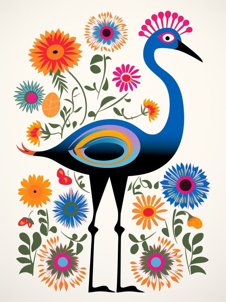 Scandinavian Bird Illustration Ostrich 5