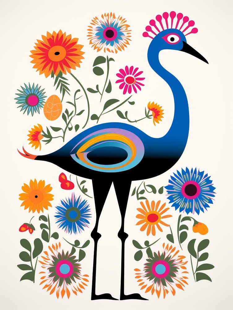 Scandinavian Bird Illustration Ostrich 5