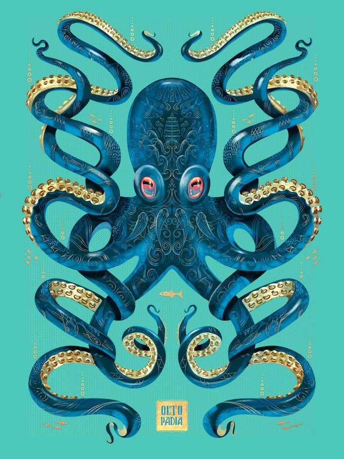 Octopus Blue And Gold Animal