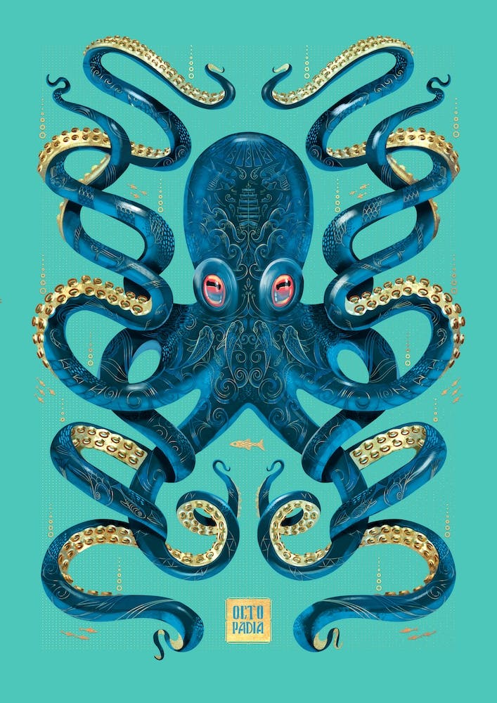 Octopus Blue And Gold Animal