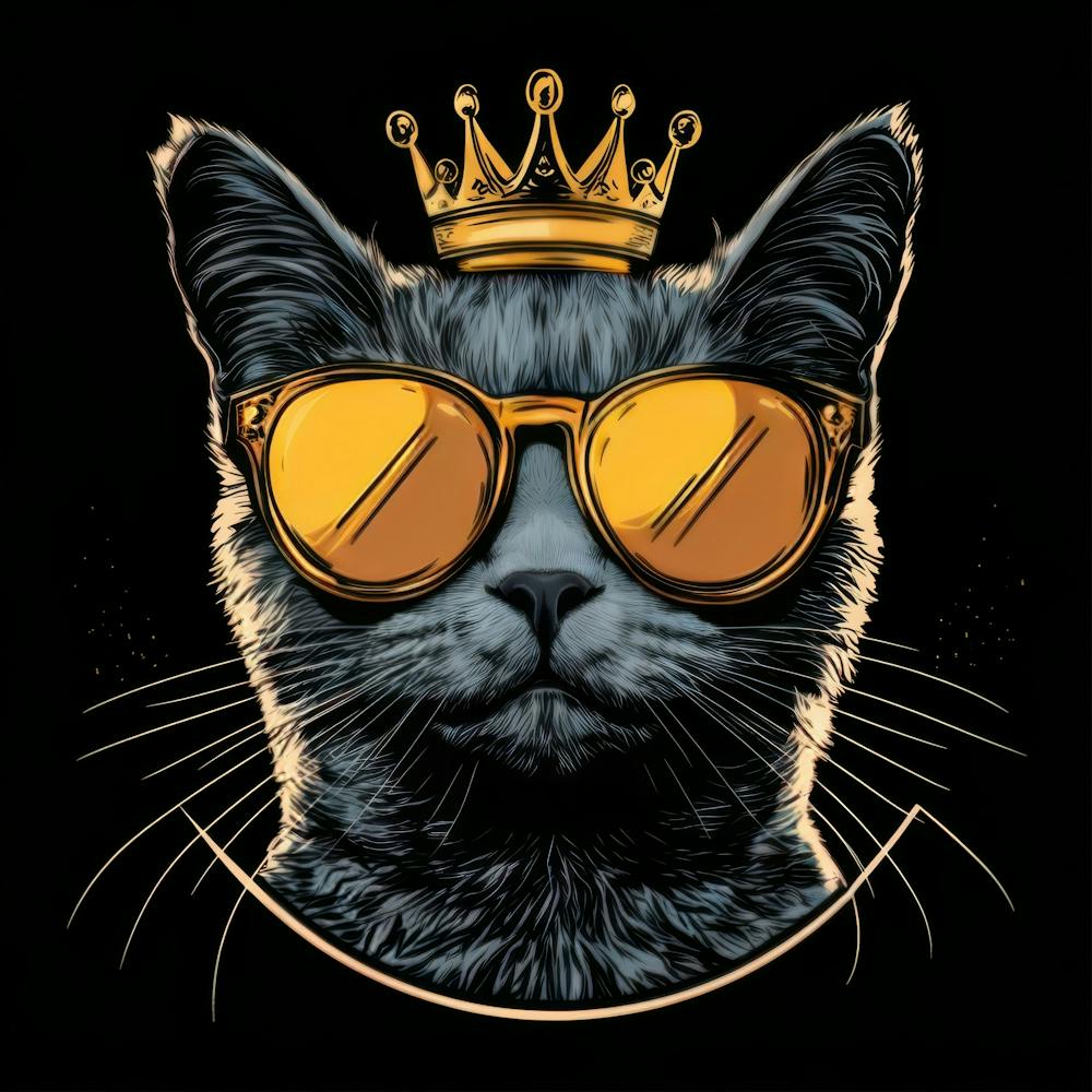 Design mit einer grauen Katze mit Golden. KI-generiert. Wand