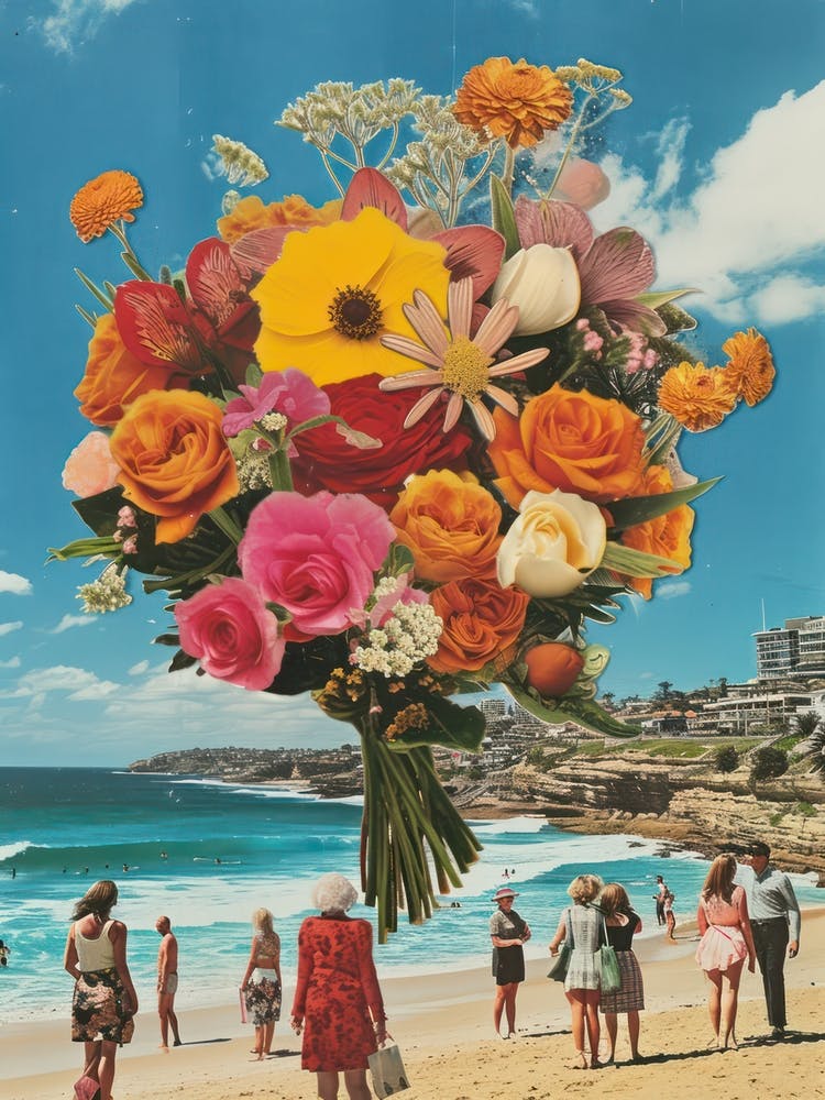 Bondi Beach Style Collage Rétro Floral 2